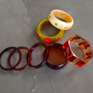 Seven Vintage Lucite Bracelets